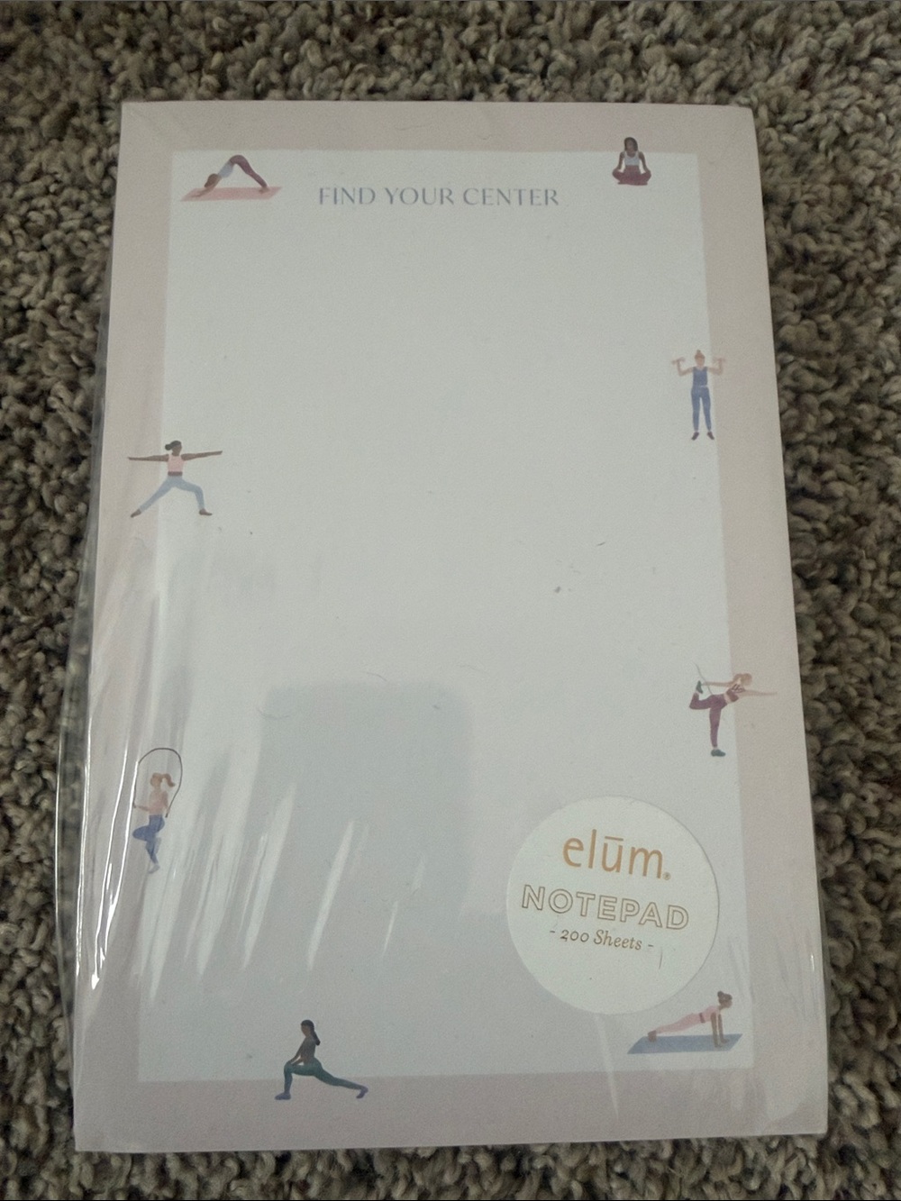 Elum Find Your Center Pink Yoga-Themed Notepad 200 sheets